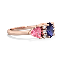 Lab Sapphire Antique Style Three Stone 14K Rose Gold ring R2186