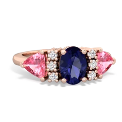 Lab Sapphire Antique Style Three Stone 14K Rose Gold ring R2186