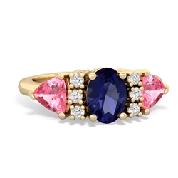 Lab Sapphire Antique Style Three Stone 14K Yellow Gold ring R2186