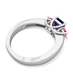 Lab Sapphire Three Stone Trellis 14K White Gold ring R4015