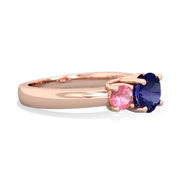 Lab Sapphire Three Stone Round Trellis 14K Rose Gold ring R4018