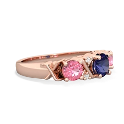 Lab Sapphire Hugs And Kisses 14K Rose Gold ring R5016