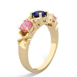 Lab Sapphire Hugs And Kisses 14K Yellow Gold ring R5016