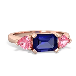 Lab Sapphire Three Stone 14K Rose Gold ring R5235