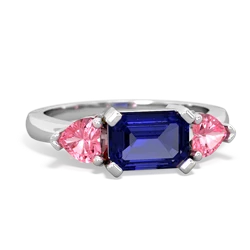 Lab Sapphire Three Stone 14K White Gold ring R5235