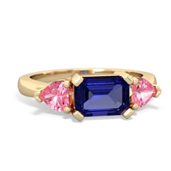 Lab Sapphire Three Stone 14K Yellow Gold ring R5235