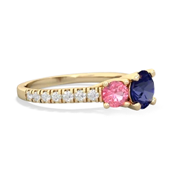 Lab Sapphire Pave Trellis 14K Yellow Gold ring R5500