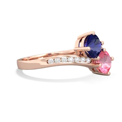 Lab Sapphire Channel Set Two Stone 14K Rose Gold ring R5303