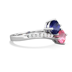 Lab Sapphire Channel Set Two Stone 14K White Gold ring R5303