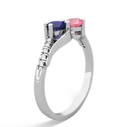 Lab Sapphire Infinity Pave Two Stone 14K White Gold ring R5285