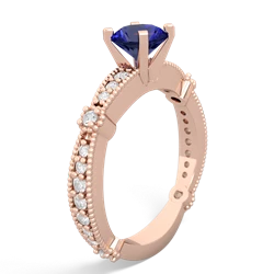 Lab Sapphire Sparkling Tiara 6Mm Round 14K Rose Gold ring R26296RD