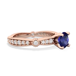 Lab Sapphire Sparkling Tiara 6Mm Round 14K Rose Gold ring R26296RD