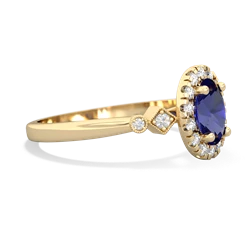 Lab Sapphire Antique-Style Halo 14K Yellow Gold ring R5720