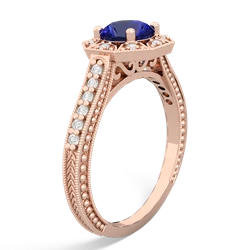 Lab Sapphire Art-Deco Starburst 14K Rose Gold ring R5520