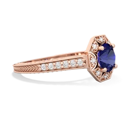 Lab Sapphire Art-Deco Starburst 14K Rose Gold ring R5520