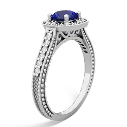 Lab Sapphire Art-Deco Starburst 14K White Gold ring R5520