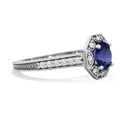 Lab Sapphire Art-Deco Starburst 14K White Gold ring R5520