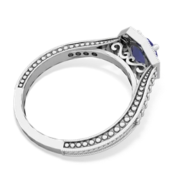 Lab Sapphire Art-Deco Starburst 14K White Gold ring R5520