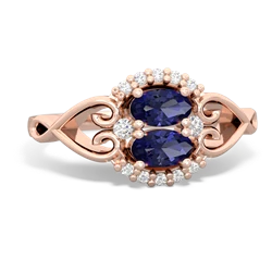 Lab Sapphire Love Nest 14K Rose Gold ring R5860