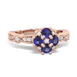 Lab Sapphire Sparkling Tiara Cluster 14K Rose Gold ring R26293RD