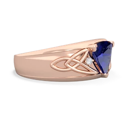 Lab Sapphire Celtic Trinity Knot Men's 14K Rose Gold ring R0440