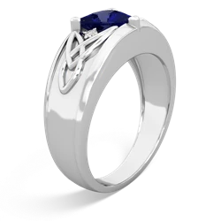 Lab Sapphire Celtic Trinity Knot Men's 14K White Gold ring R0440