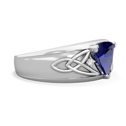 Lab Sapphire Celtic Trinity Knot Men's 14K White Gold ring R0440