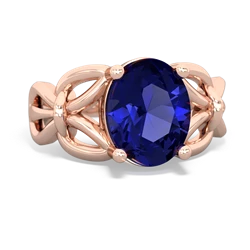 Lab Sapphire Celtic Knot Cocktail 14K Rose Gold ring R2377