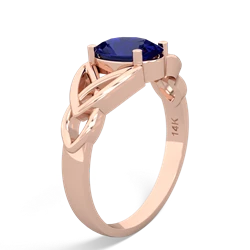 Lab Sapphire Celtic Trinity Knot 14K Rose Gold ring R2389