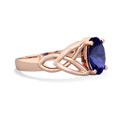 Lab Sapphire Celtic Trinity Knot 14K Rose Gold ring R2389