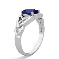Lab Sapphire Celtic Trinity Knot 14K White Gold ring R2389