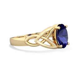 Lab Sapphire Celtic Trinity Knot 14K Yellow Gold ring R2389