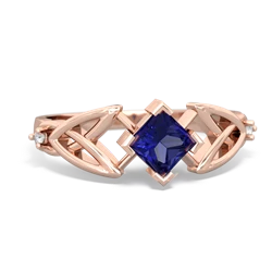 Lab Sapphire Celtic Knot Princess 14K Rose Gold ring R3349