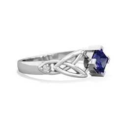 Lab Sapphire Celtic Knot Princess 14K White Gold ring R3349