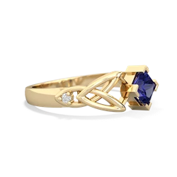 Lab Sapphire Celtic Knot Princess 14K Yellow Gold ring R3349