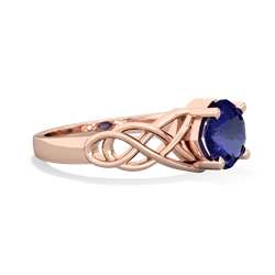 Lab Sapphire Checkerboard Cushion Celtic Knot 14K Rose Gold ring R5000