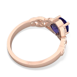 Lab Sapphire Checkerboard Cushion Celtic Knot 14K Rose Gold ring R5000