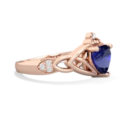 Lab Sapphire Claddagh Celtic Knot Diamond 14K Rose Gold ring R5001