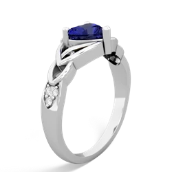 Lab Sapphire Claddagh Celtic Knot Diamond 14K White Gold ring R5001