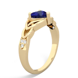 Lab Sapphire Claddagh Celtic Knot Diamond 14K Yellow Gold ring R5001