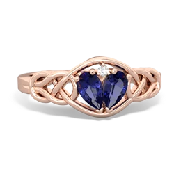 Lab Sapphire Celtic Love Knot 14K Rose Gold ring R5420