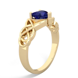 Lab Sapphire Claddagh Celtic Knot 14K Yellow Gold ring R2367