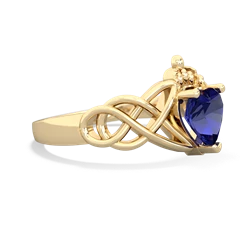 Lab Sapphire Claddagh Celtic Knot 14K Yellow Gold ring R2367