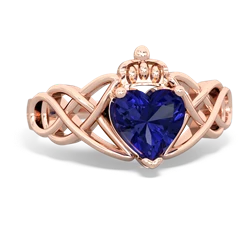 Lab Sapphire Claddagh Celtic Knot 14K Rose Gold ring R2367