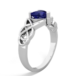 Lab Sapphire Claddagh Celtic Knot 14K White Gold ring R2367