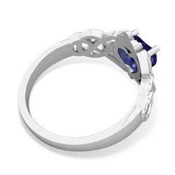 Lab Sapphire Claddagh Celtic Knot 14K White Gold ring R2367