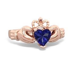 Lab Sapphire Claddagh 14K Rose Gold ring R2370