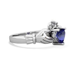 Lab Sapphire Claddagh 14K White Gold ring R2370