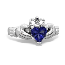 Lab Sapphire Claddagh 14K White Gold ring R2370