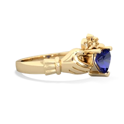 Lab Sapphire Claddagh 14K Yellow Gold ring R2370